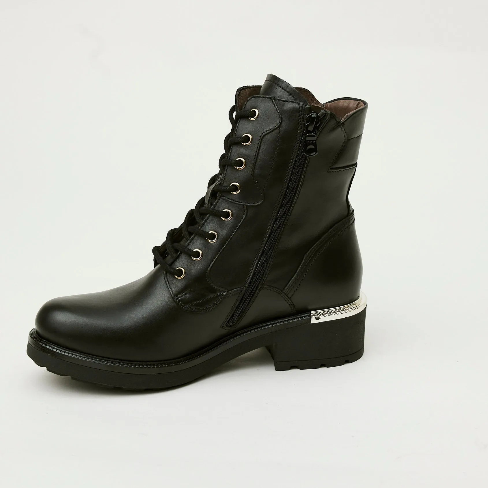 NeroGiardini Black Leather Military Style Boots