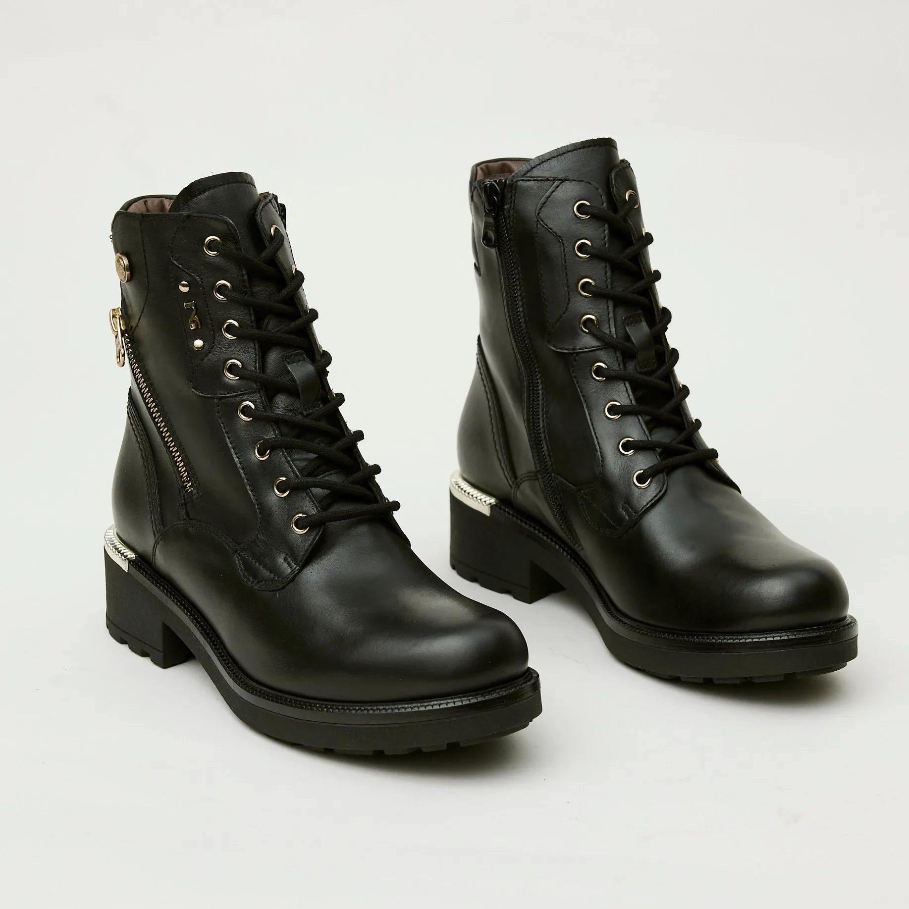 NeroGiardini Black Leather Military Style Boots