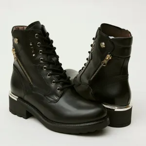 NeroGiardini Black Leather Military Style Boots
