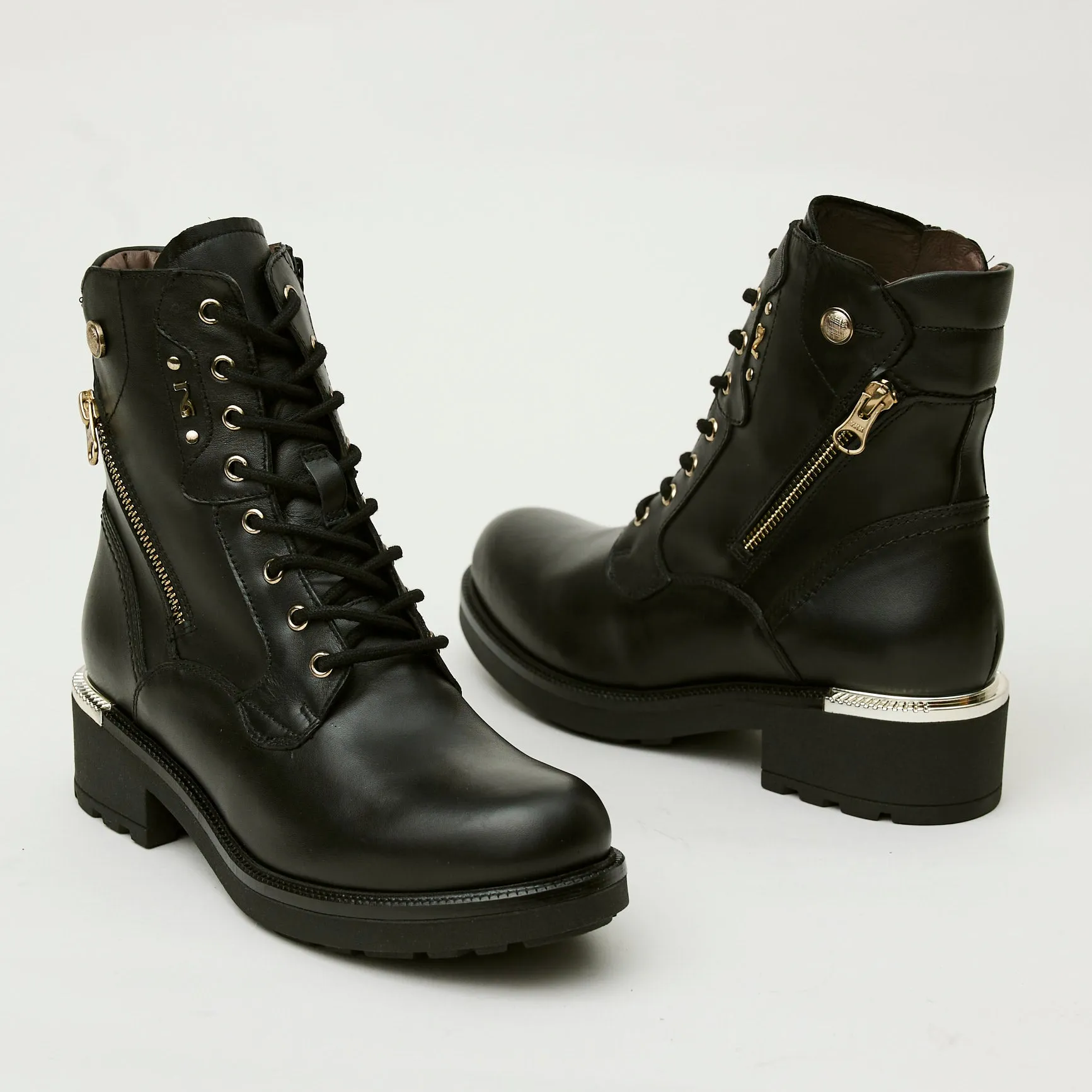 NeroGiardini Black Leather Military Style Boots