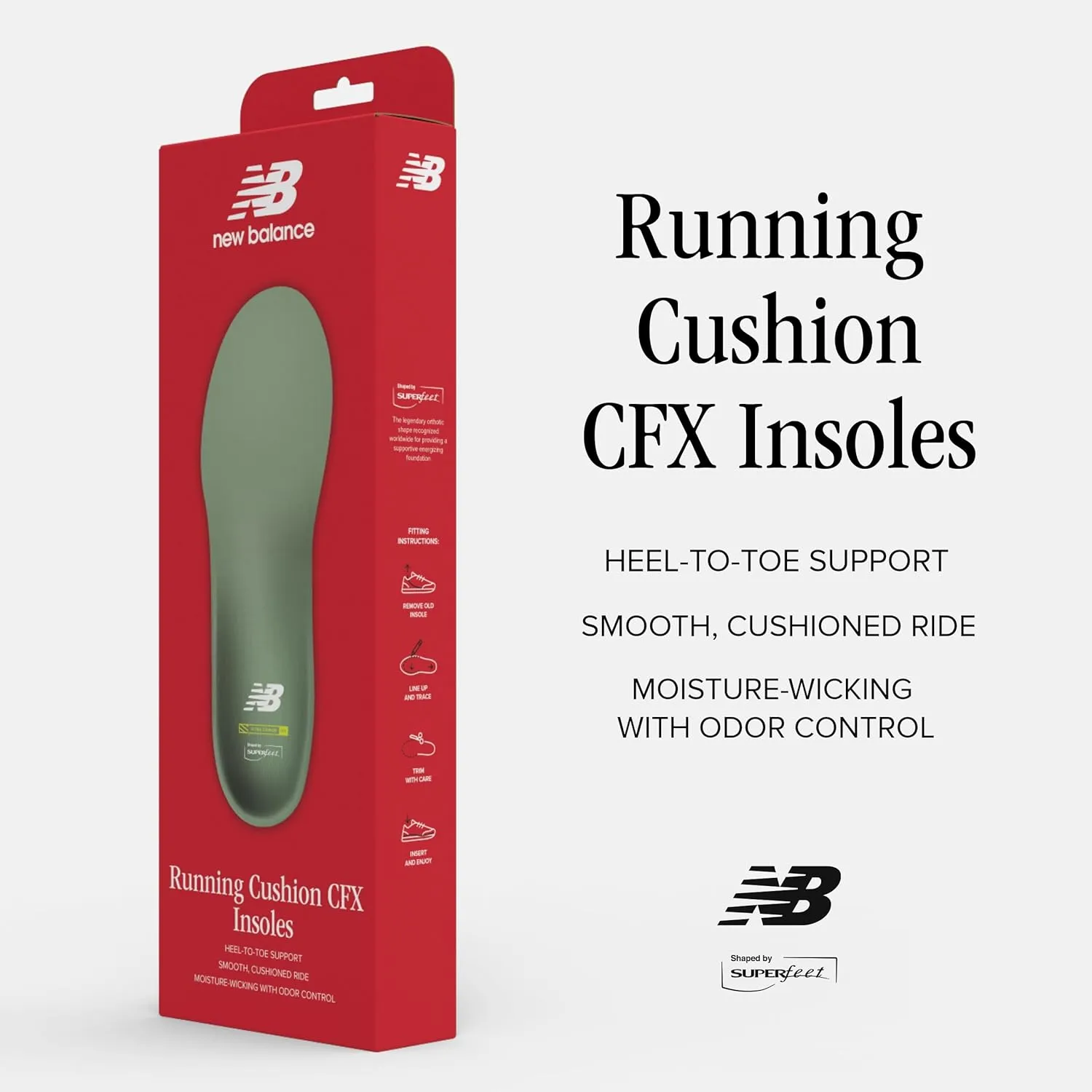 New Balance Running Cushion CFX Shoe Inserts - Arch Support for Runners - Dual Comfort Foam - Unisex - 7.5-9 Men / 8.5-10 Women