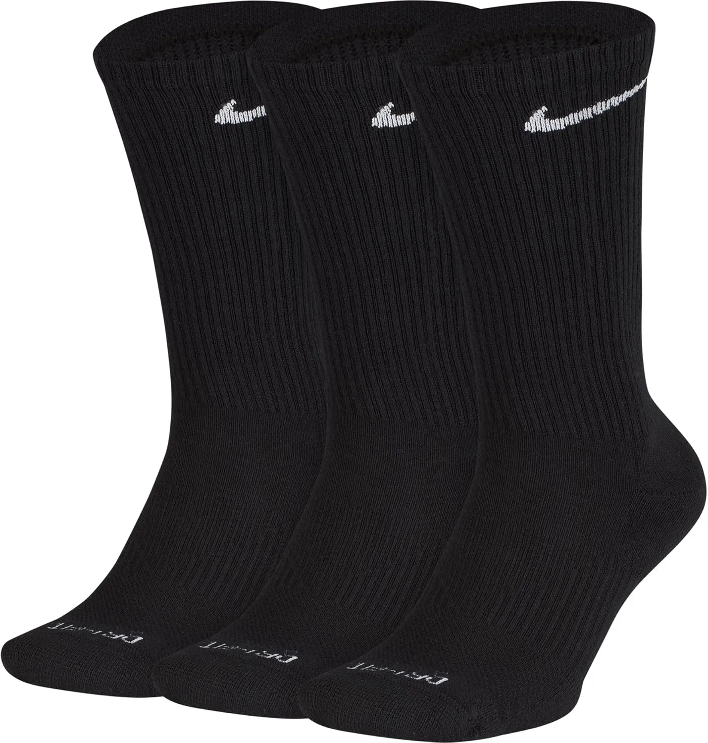 Nike Crew Cut Socks 3 pack (XL (Fits mens shoe size 12-15), Black)