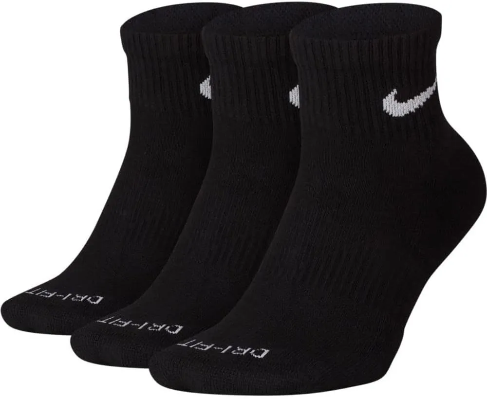 Nike Everyday Plus Cushion Ankle Socks 3-Pair Pack Black/White SM (US 4-6 Big Kid Shoe Size, Women's Shoe 4-6)