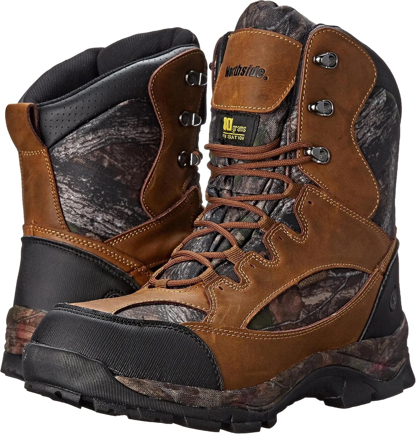 Northside Men's Renegade 800 Thinsulate Insulated Mid-Calf Lace-Up Waterproof Leather with Daybreak Camo Insert Hunting Boot