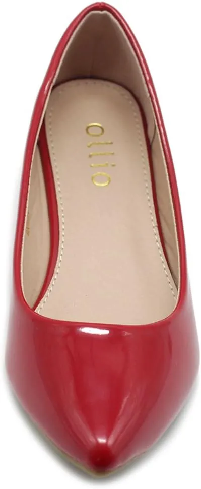 Ollio Women's Shoe Ballet Basic Pointed Toe Comfort Enamel Flat