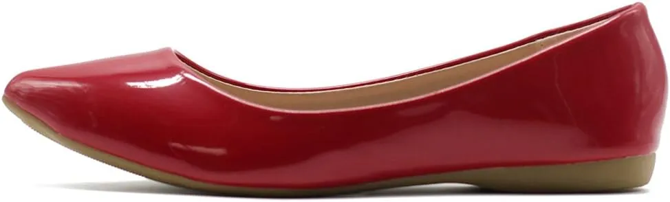 Ollio Women's Shoe Ballet Basic Pointed Toe Comfort Enamel Flat