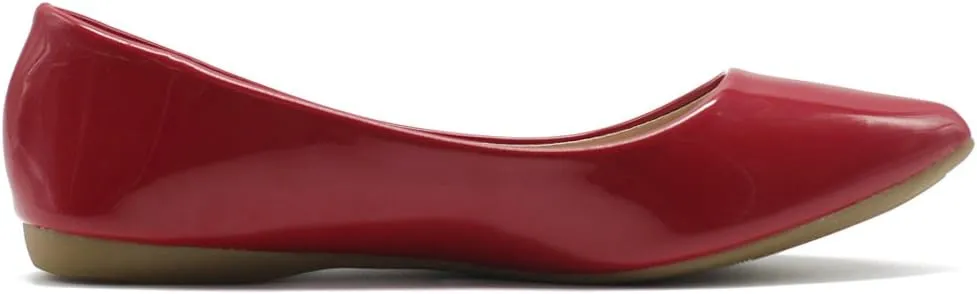 Ollio Women's Shoe Ballet Basic Pointed Toe Comfort Enamel Flat