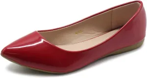 Ollio Women's Shoe Ballet Basic Pointed Toe Comfort Enamel Flat