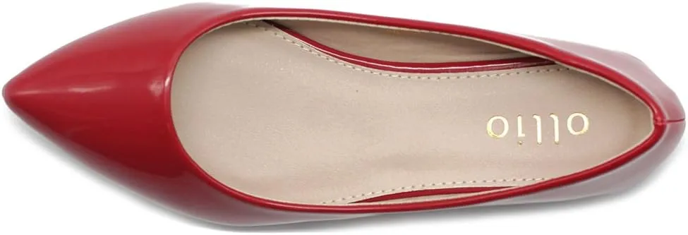 Ollio Women's Shoe Ballet Basic Pointed Toe Comfort Enamel Flat