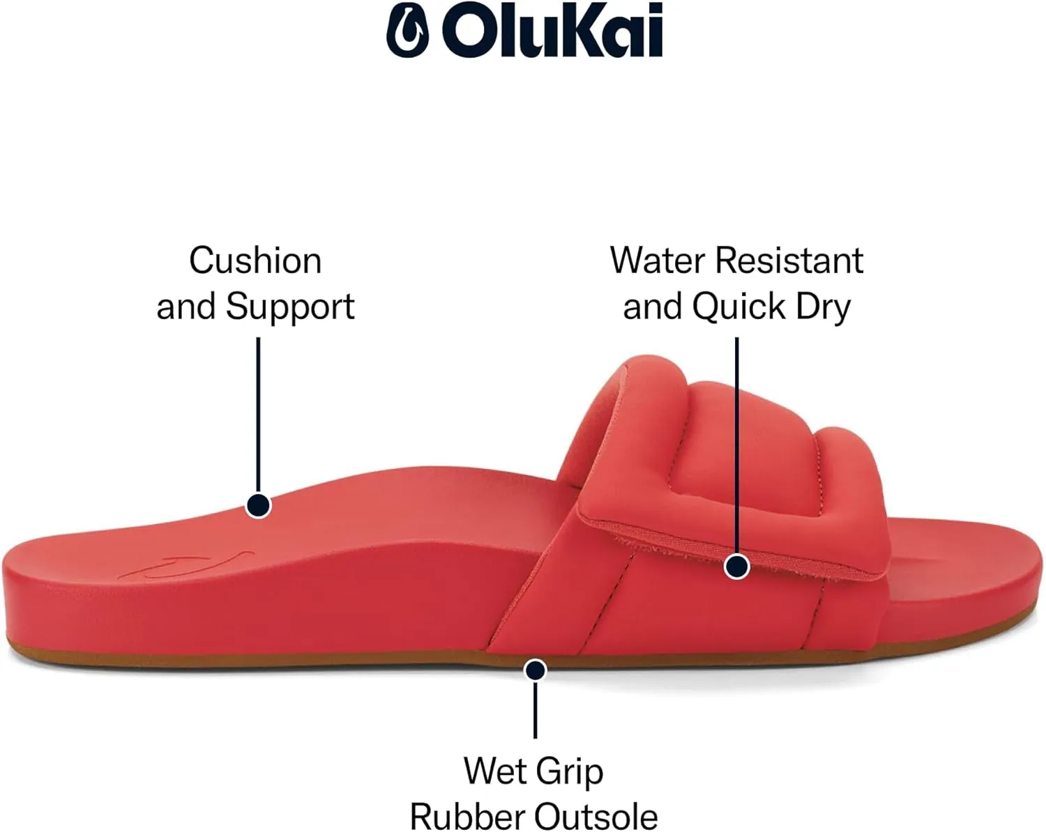 OLUKAI Sunbeam Women's Slide Sandals, Everyday Stylish Shoe, All-Day Comfort & Water-Friendly, Wet-Grip Rubber & Arch Support