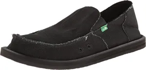 On Flat Loafers Early-bird price Sanuk Shoes Toe Men's Vagabond Large selection Rounded Comfortable Black Slip