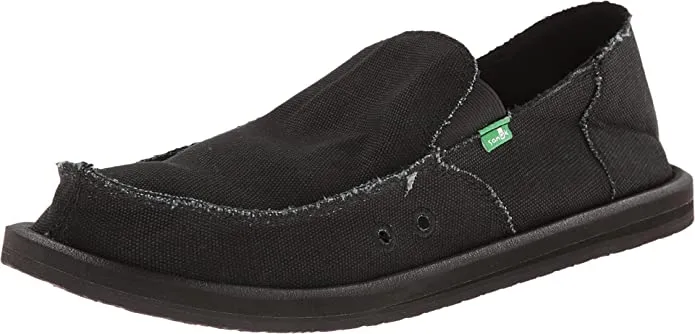 On Flat Loafers Early-bird price Sanuk Shoes Toe Men's Vagabond Large selection Rounded Comfortable Black Slip