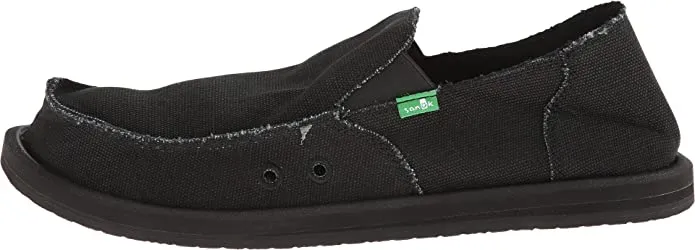 On Flat Loafers Early-bird price Sanuk Shoes Toe Men's Vagabond Large selection Rounded Comfortable Black Slip