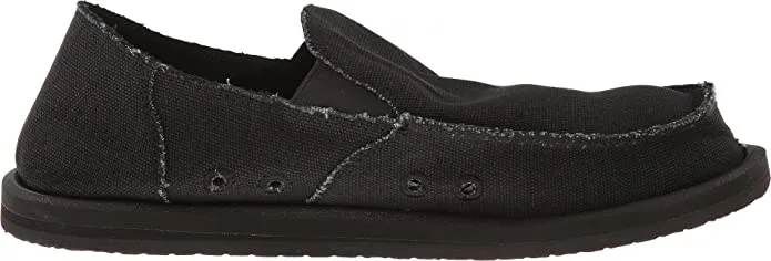 On Flat Loafers Early-bird price Sanuk Shoes Toe Men's Vagabond Large selection Rounded Comfortable Black Slip