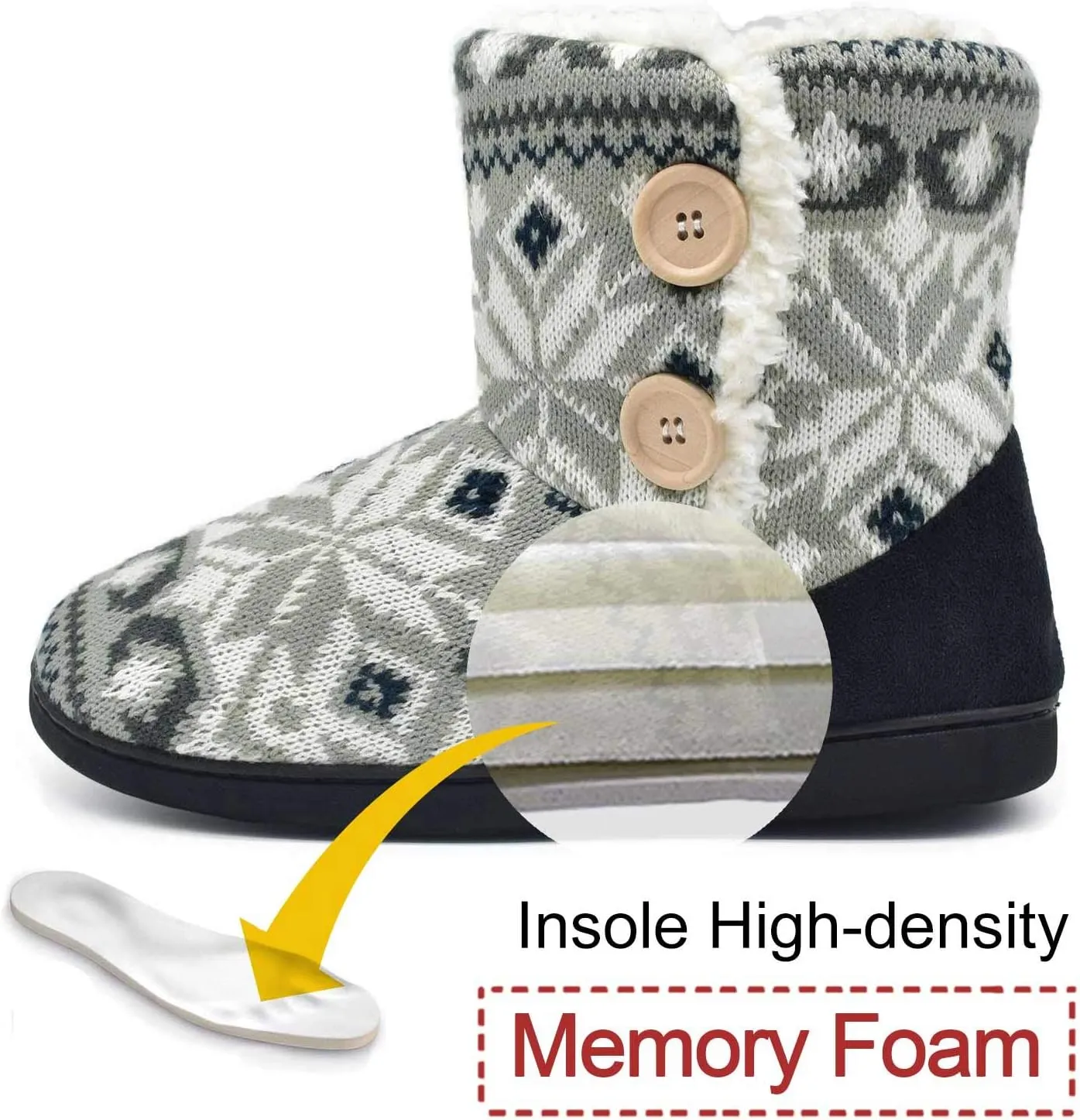 ONCAI Women's Slippers Comfort Knit Boots Winter Warm Outdoor Indoor Shoes