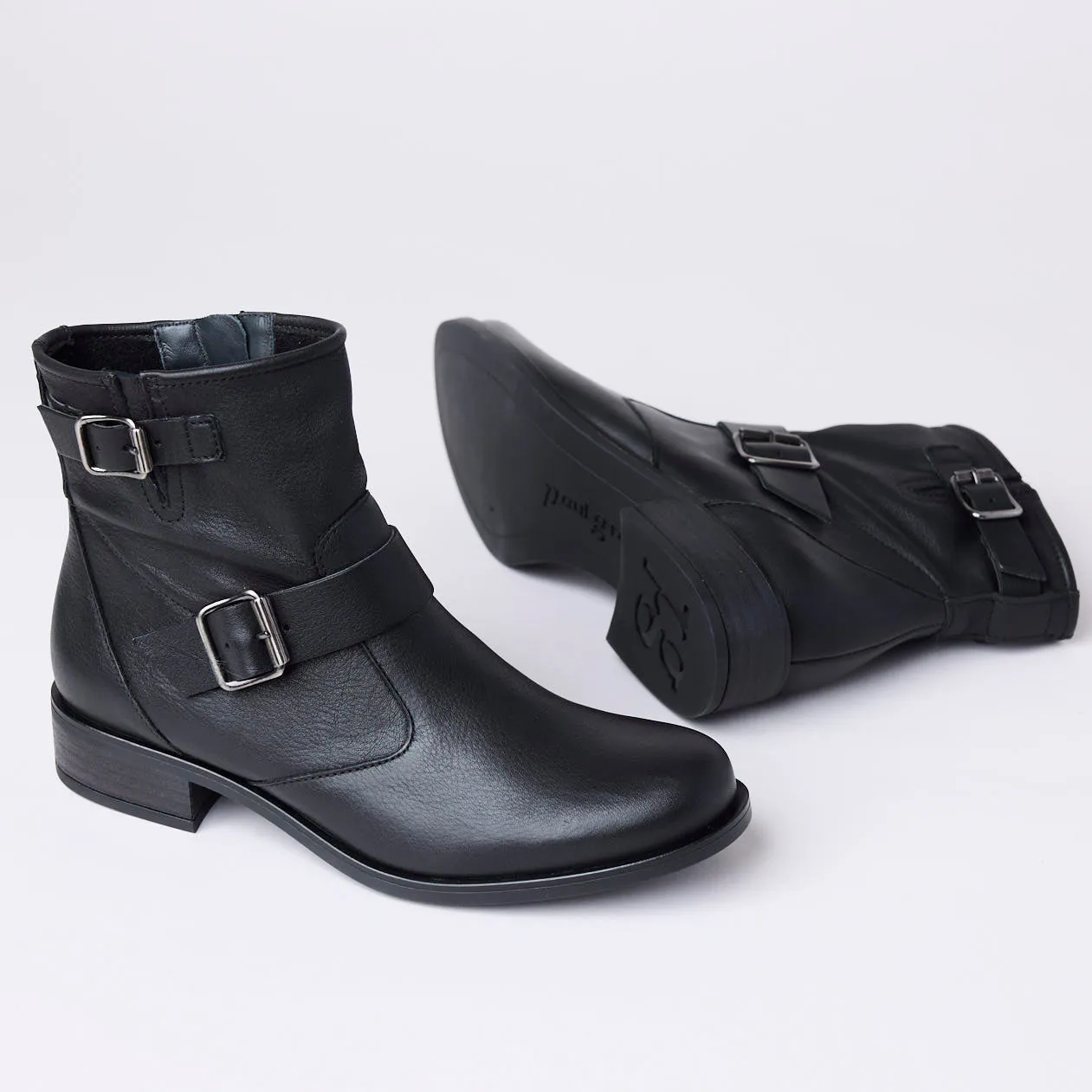 Paul Green Black Leather Ankle Boots