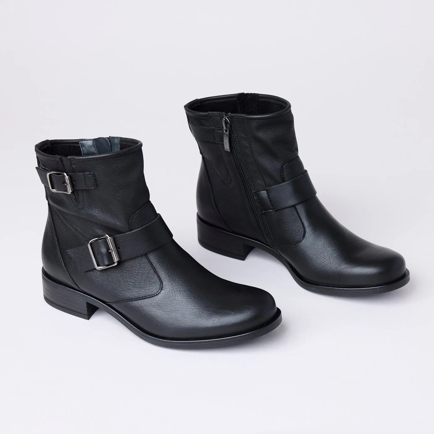 Paul Green Black Leather Ankle Boots