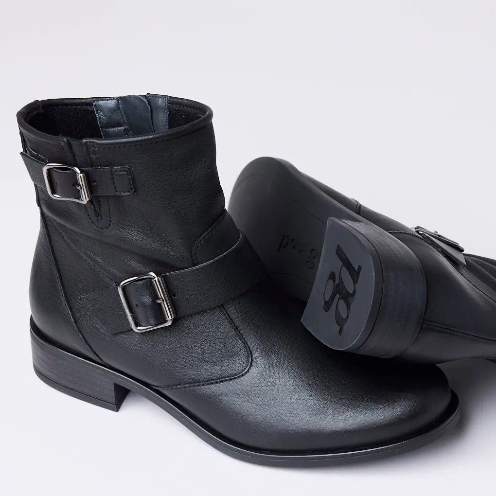 Paul Green Black Leather Ankle Boots