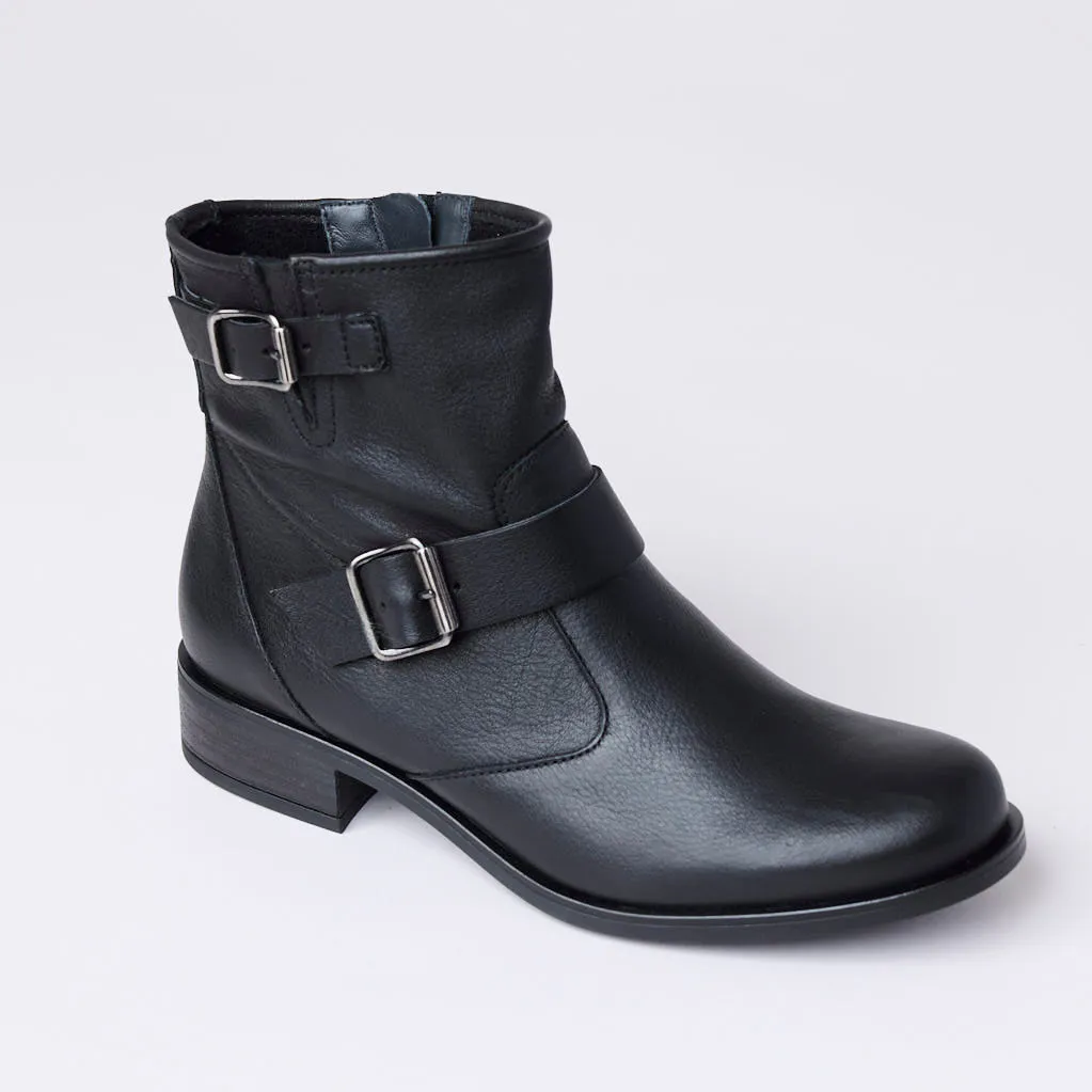 Paul Green Black Leather Ankle Boots