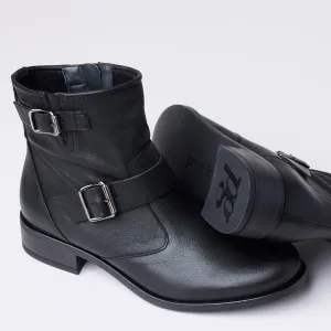Paul Green Black Leather Ankle Boots