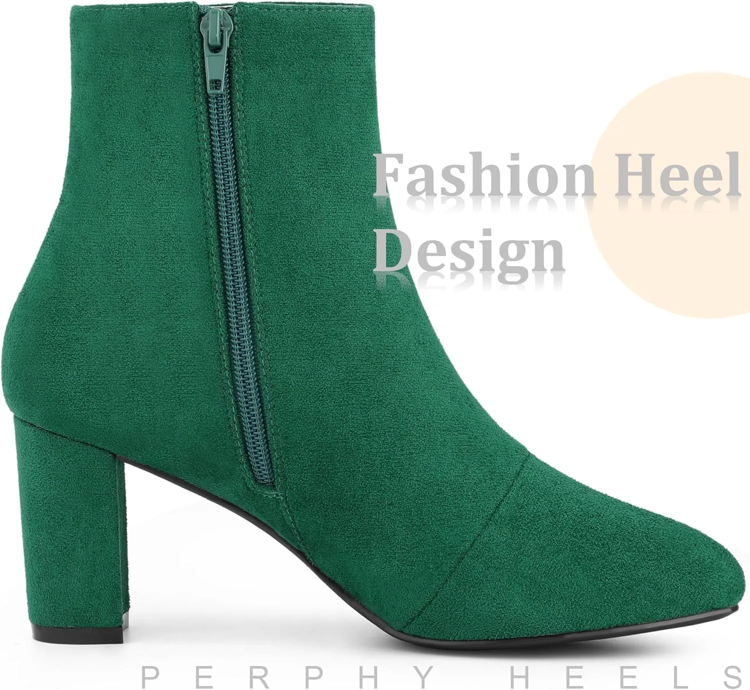 Perphy Square Toe Ankle Boot Chunky Heels Boots for Women