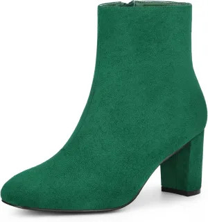 Perphy Square Toe Ankle Boot Chunky Heels Boots for Women