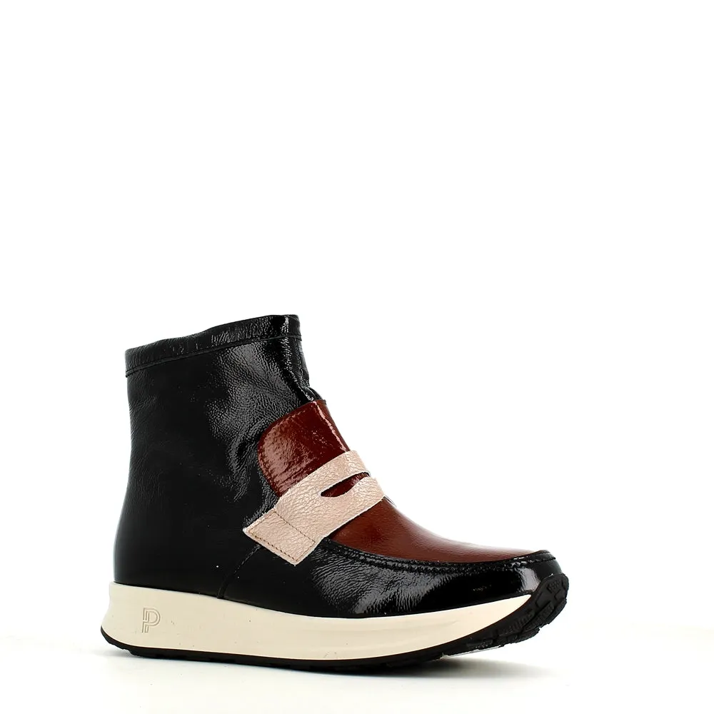 Pitillos Soft Patent Boot Black Taupe Mix