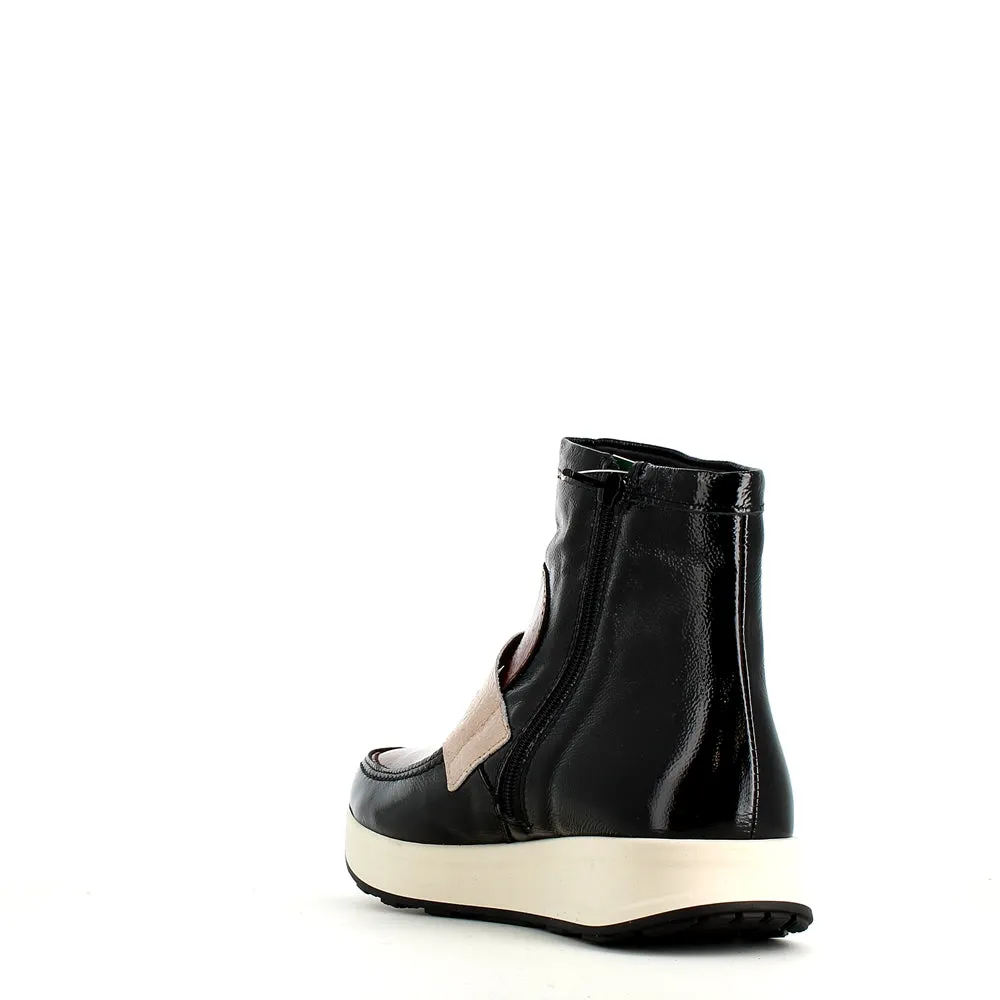Pitillos Soft Patent Boot Black Taupe Mix