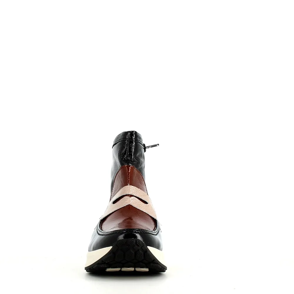 Pitillos Soft Patent Boot Black Taupe Mix