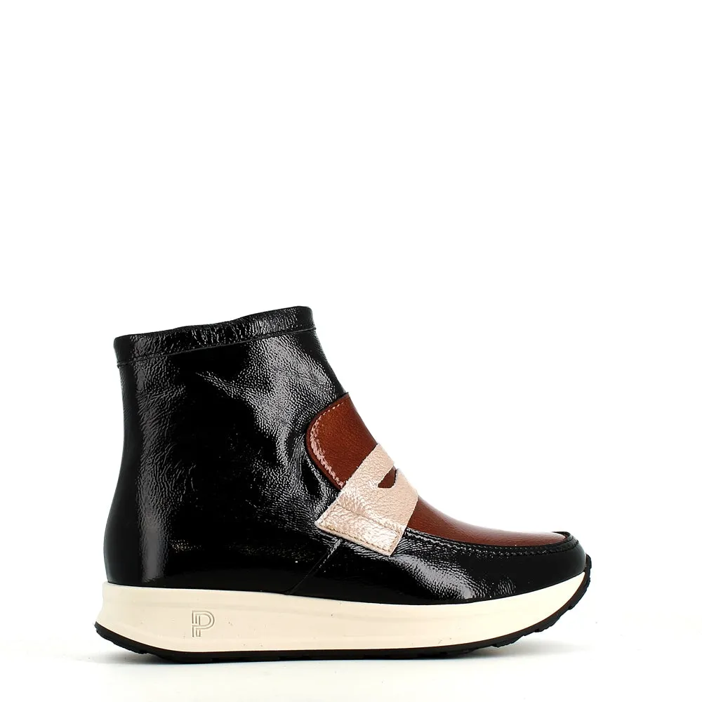 Pitillos Soft Patent Boot Black Taupe Mix