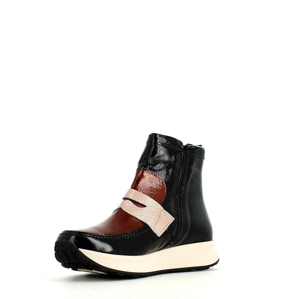 Pitillos Soft Patent Boot Black Taupe Mix
