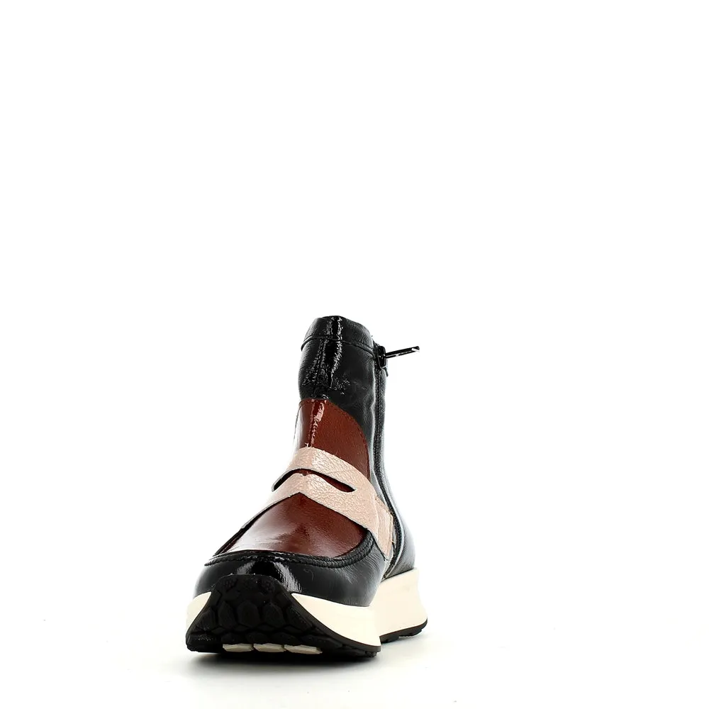 Pitillos Soft Patent Boot Black Taupe Mix
