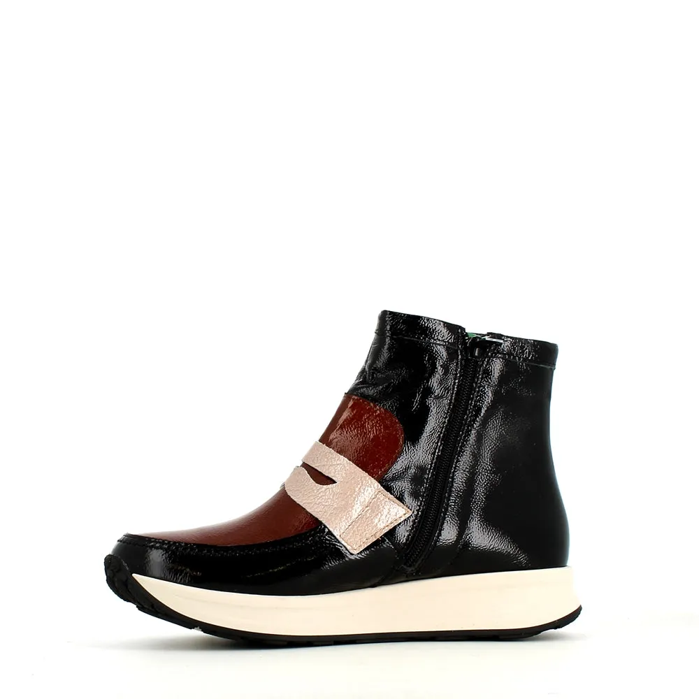 Pitillos Soft Patent Boot Black Taupe Mix