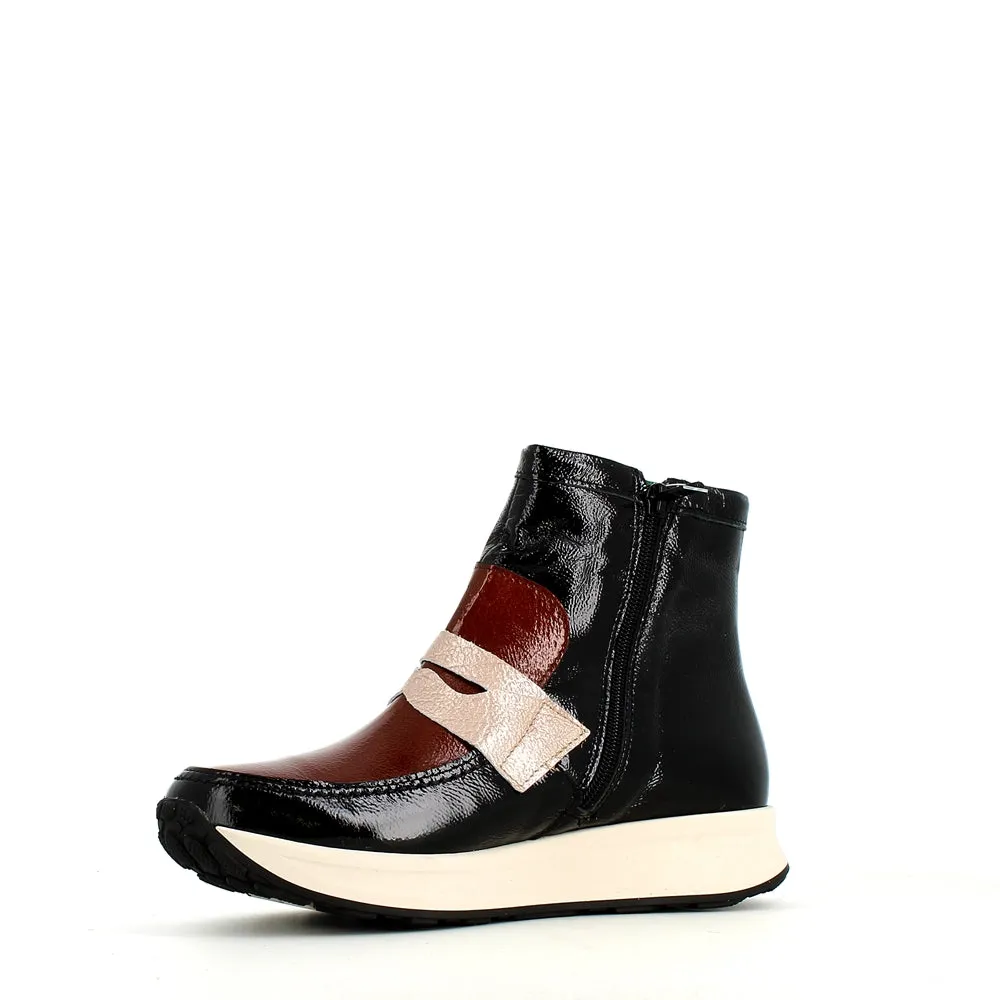 Pitillos Soft Patent Boot Black Taupe Mix