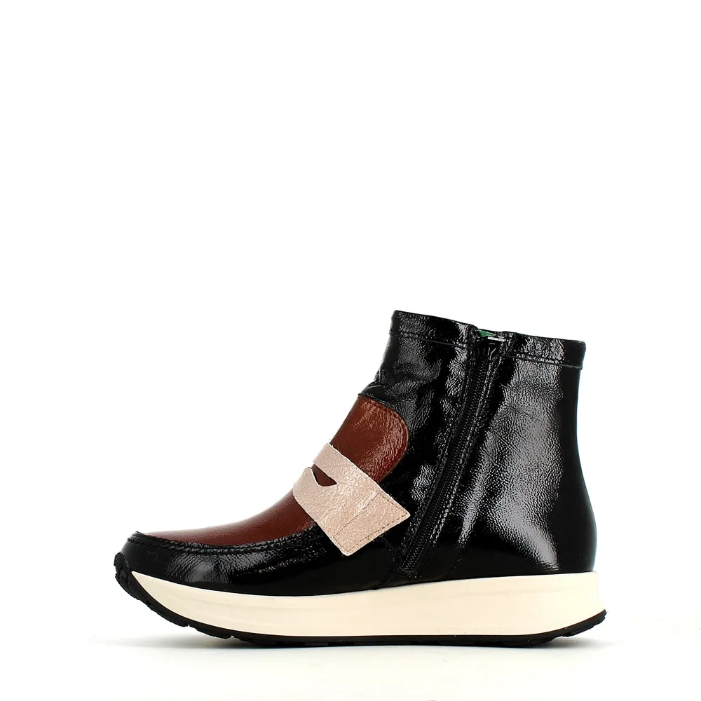 Pitillos Soft Patent Boot Black Taupe Mix