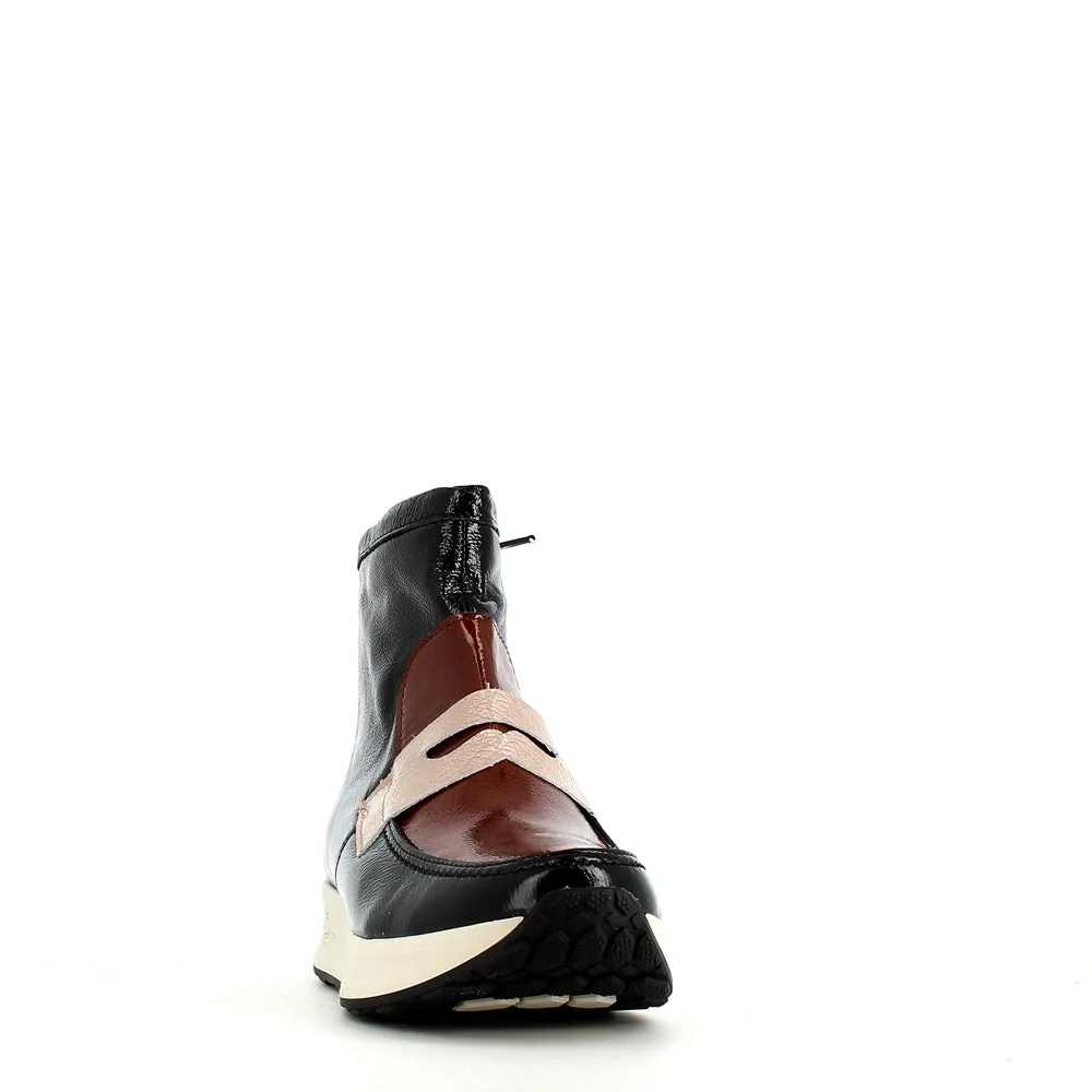 Pitillos Soft Patent Boot Black Taupe Mix