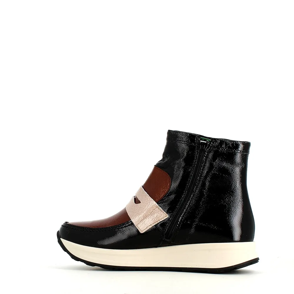 Pitillos Soft Patent Boot Black Taupe Mix