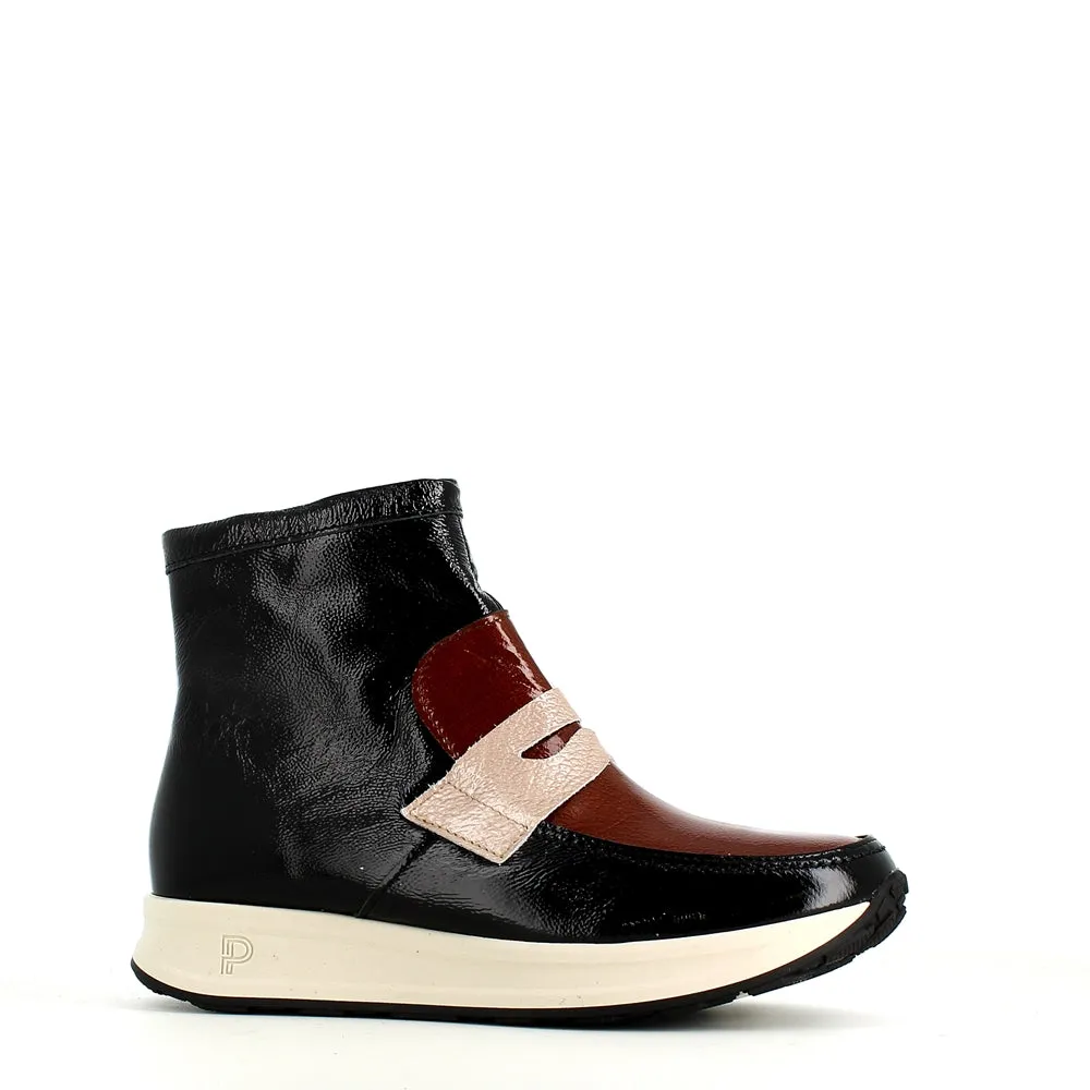 Pitillos Soft Patent Boot Black Taupe Mix