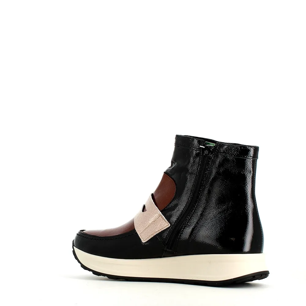Pitillos Soft Patent Boot Black Taupe Mix