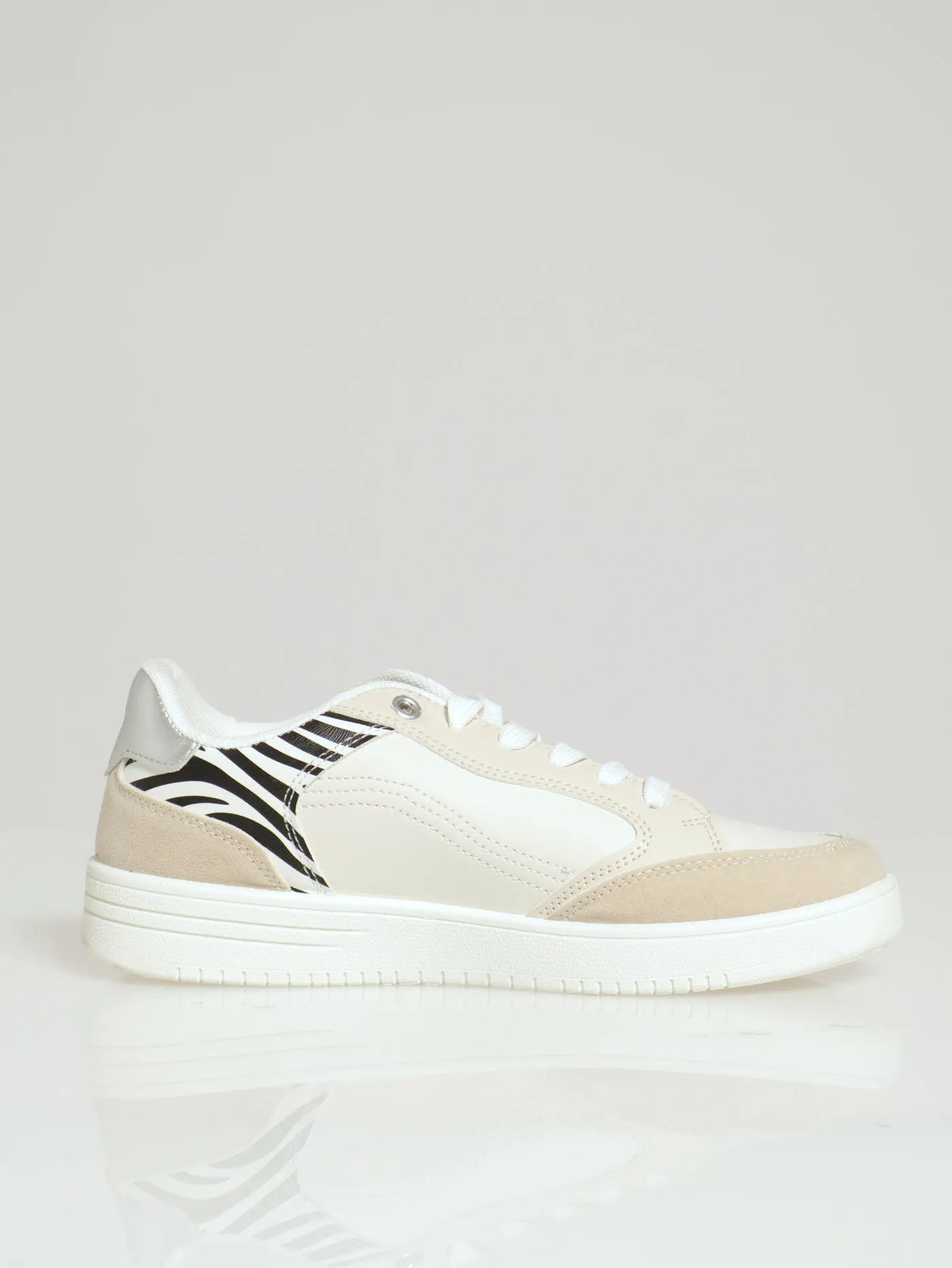 Plim Sneaker With Zebra Print Counter - White