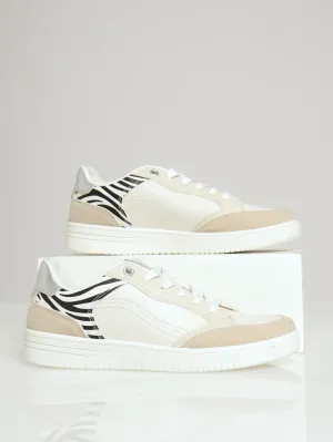 Plim Sneaker With Zebra Print Counter - White