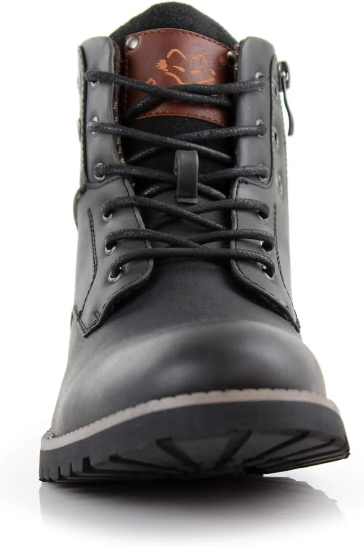 Polar Fox Knoxville MPX806068 Mens Casual Work Laced Classic Motorcycle Combat Zipper Boots