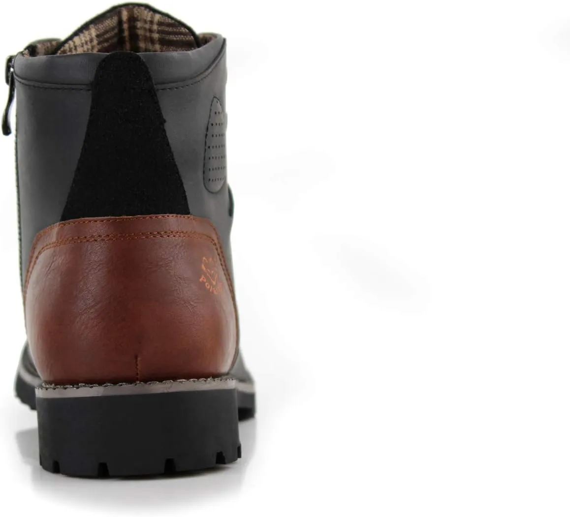 Polar Fox Knoxville MPX806068 Mens Casual Work Laced Classic Motorcycle Combat Zipper Boots