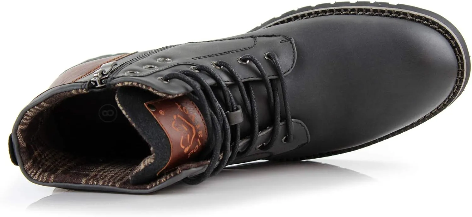 Polar Fox Knoxville MPX806068 Mens Casual Work Laced Classic Motorcycle Combat Zipper Boots