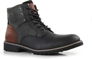 Polar Fox Knoxville MPX806068 Mens Casual Work Laced Classic Motorcycle Combat Zipper Boots