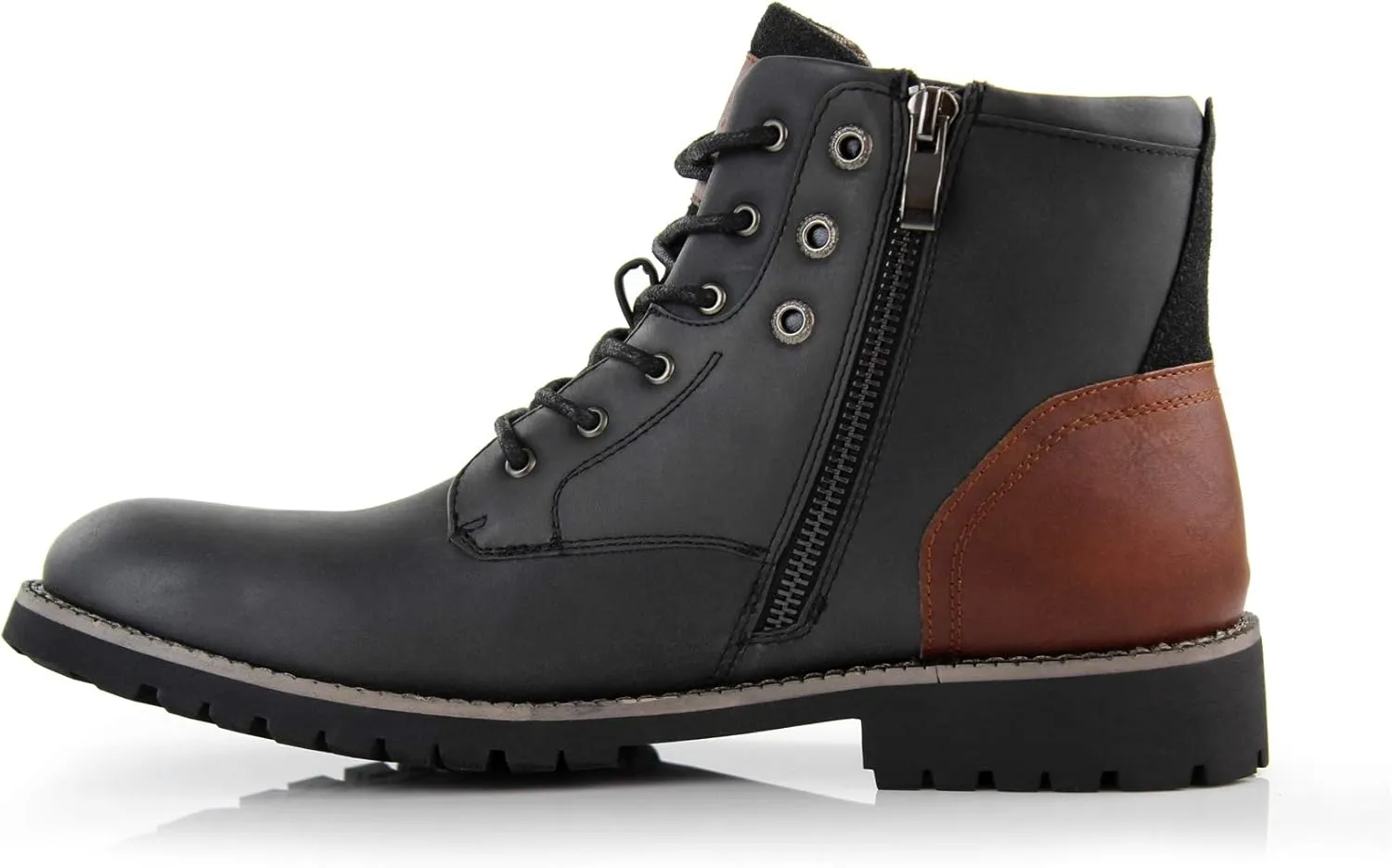 Polar Fox Knoxville MPX806068 Mens Casual Work Laced Classic Motorcycle Combat Zipper Boots