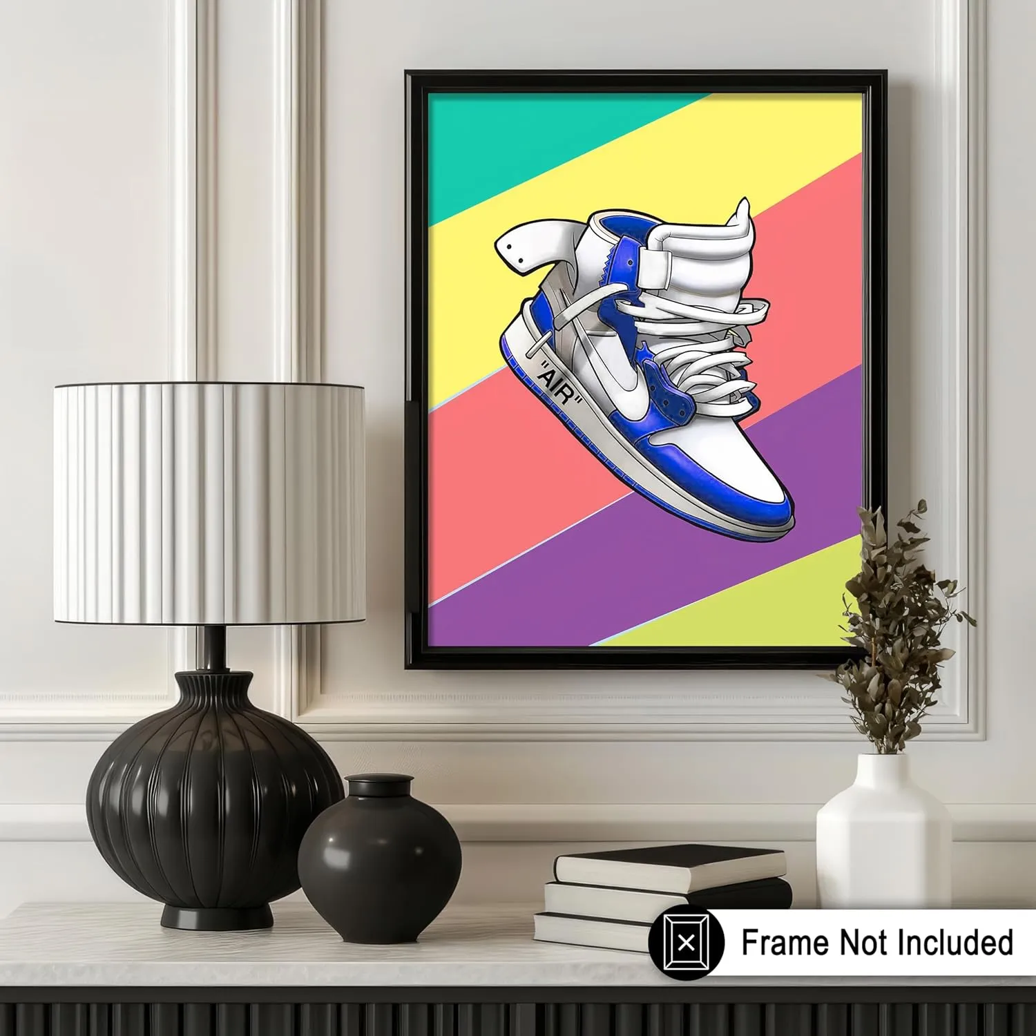 Poster Master Sneaker Poster - Cool Shoe Print - Fashion Art - Rainbow Art - Shoes Art - Modern Art - Trendy Art - Chic Boho Art - Graffiti Art - Bedroom or Living Room Decor - 24x32 UNFRAMED Wall Art