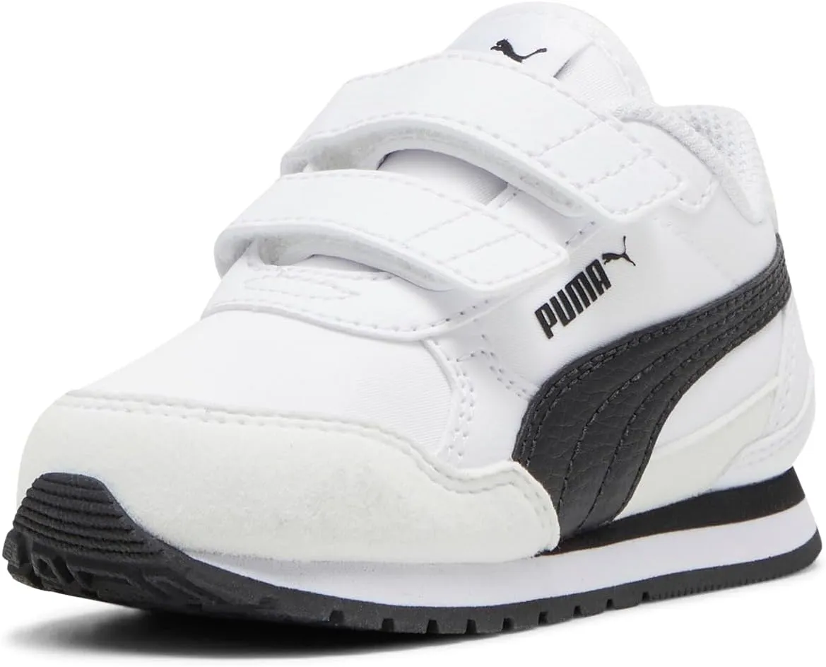 PUMA Kids ST Runner Hook and Loop Sneaker, White Black-Cast Iron, 9 US Unisex Toddler