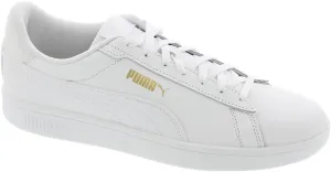 PUMA Men's Smash 3.0 Leather Sneaker White White Gold, 8