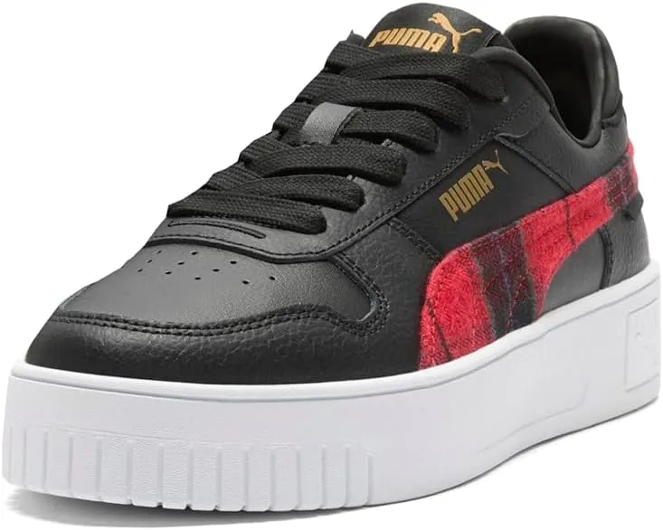 PUMA Unisex-Child Street Shoes Carina Mid Sneaker, Black Gold, 1 US Little Kid